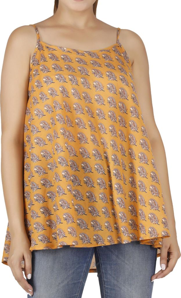 Boho Trägertop, Luftiges Top aus Baumwolle - Kurkuma, Damen, Gelb, Tops & T-Shirts