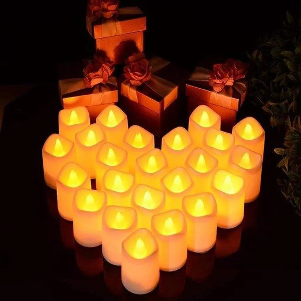 Bougies LED blanches lot de 24 piles incluses 5x4 cm ambiance flamme
