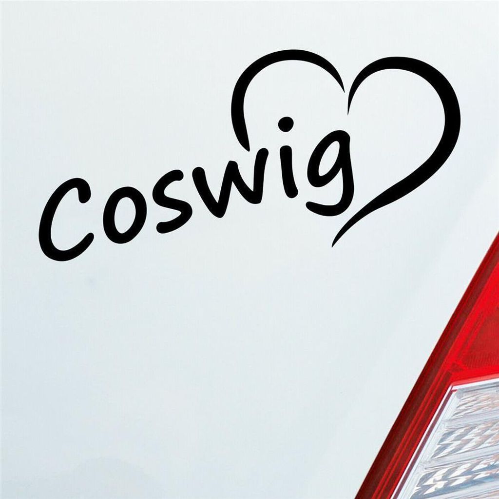 Auto Aufkleber Cowsig bei Dresden Herz Stadt Liebe Love 17x8 cm Schwarz Glanz Sticker Heckscheibenaufkleber