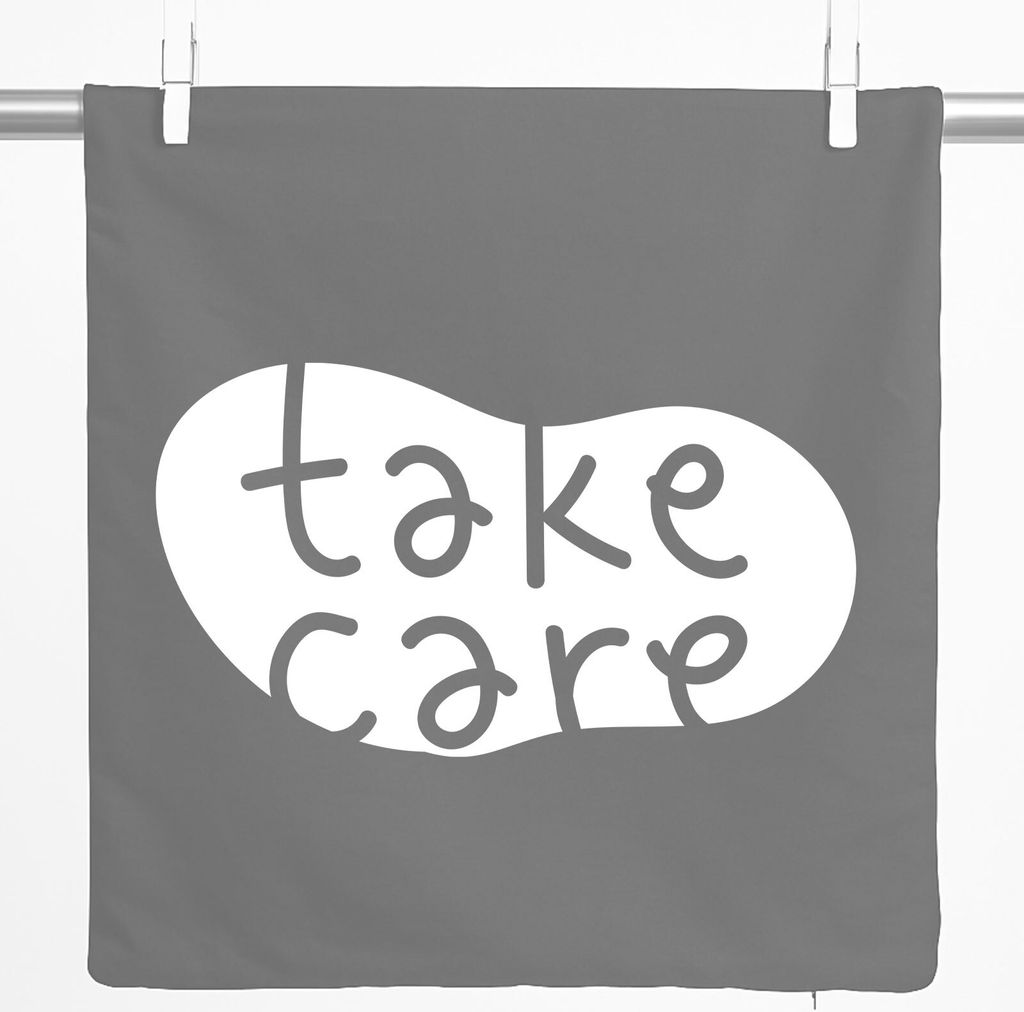 Huuraa Kissenbezug Take Care Batch 40x40cm Steel Grey Baumwolle Dekokissenbezug Geschenkidee