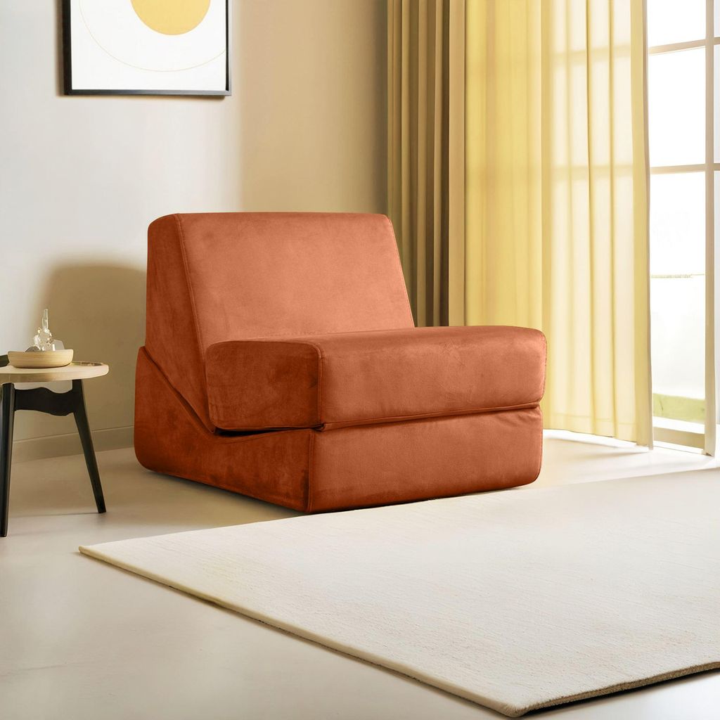 Hanah Home, Origami Convertable - Orange, 1-Sitzer-Schlafsofa, Orange, 70 x 70 x 100 cm