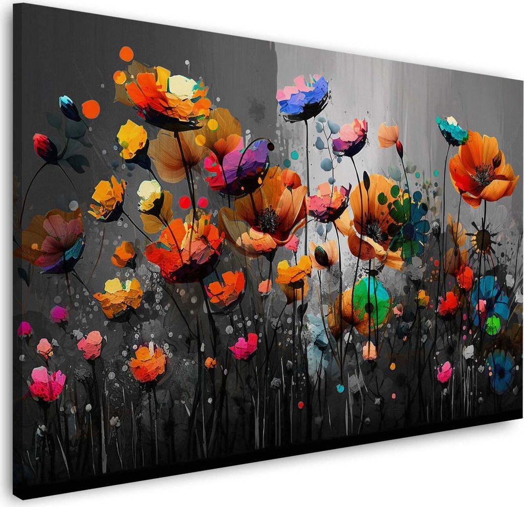 Wandbild Leinwandbild Kunstdruck XXL Wanddeko Abstrakt Blumen Colour: 120x80x2cm