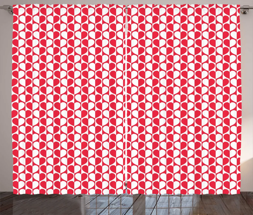Rideau rustique ABAKUHAUS Vintage Valentine cœur monochrome 280x225 cm