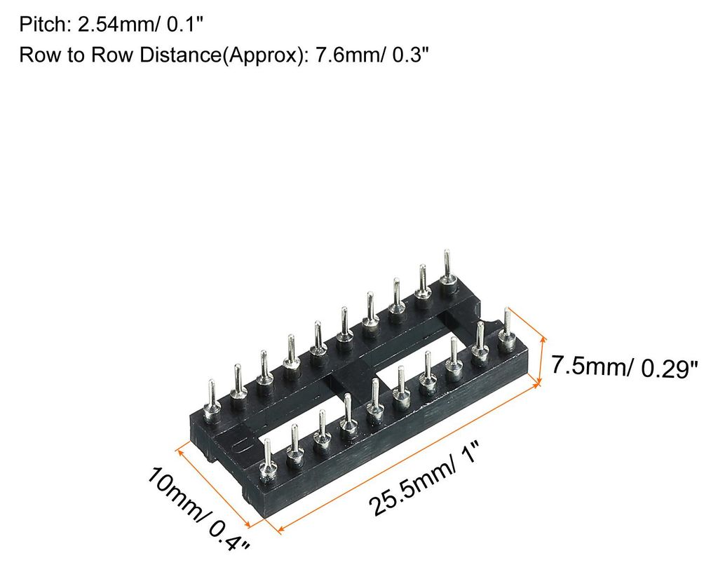 6 Stš¹ck 20-Pin DIP IC Sockel, Rundes Loch Dip-IC-Buchsen 2.54mm Pitch Sockel Adapter L?tanschluss fš¹r PCB L?ten Lochrasterplatine, Schwarz