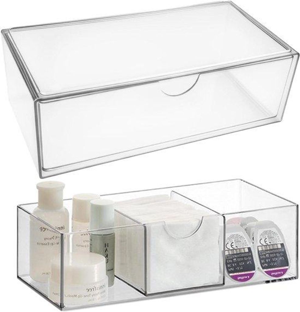 Make-up Organisator mit Transparanter Acrylplatte mit Ladefunktion - Große Schönheitsprodukt-Box für die Badewanne - Kosmetik- und Schönheitspr...