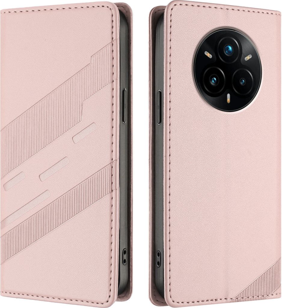 Hülle für Realme 14 Pro+, Kunstleder Brieftaschen Handyhülle mit Kartenfach und Standfunktion Pink