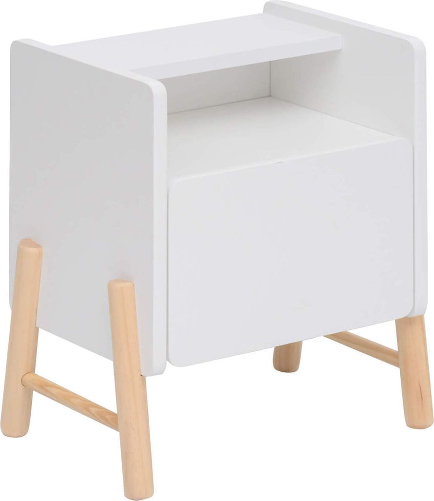 Rebecca Mobili Kinder-Nachttisch Kelen 49x40x30 MDF Kiefern Weiß Braun
