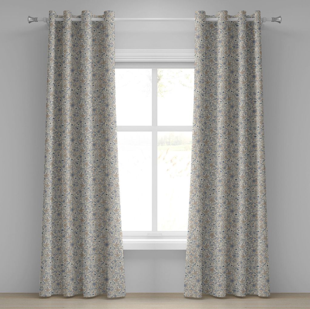 ABAKUHAUS Jahrgang Ösenvorhang, Blumen Verzierungen ästhetisch Kulturell Lebhaft Asiatische Feine Strukturen, Dekorative 2-Panel-Fenstervorhänge...