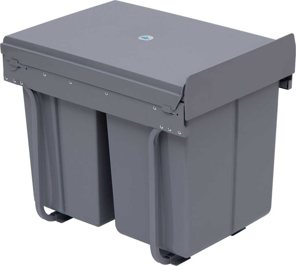 HOMCOM 40L Einbaumülleimer Unterschrank ausziehbarer Müllsammler mit 3 herausnehmbar Fächer 1 x 20 & 2 x 10 L, für Schränke ab 400 mm Breite, ...