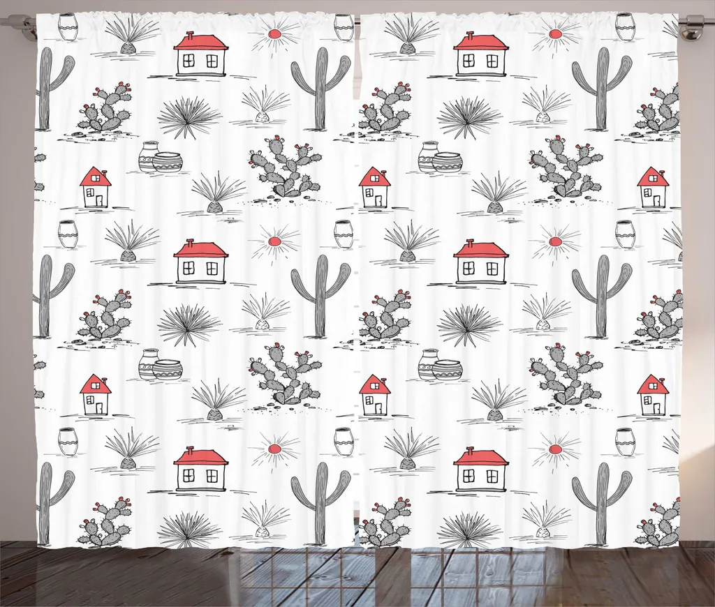 Grand Rideau de Salon Déco Mexicaine 280x225 cm pour Baie Vitrée
