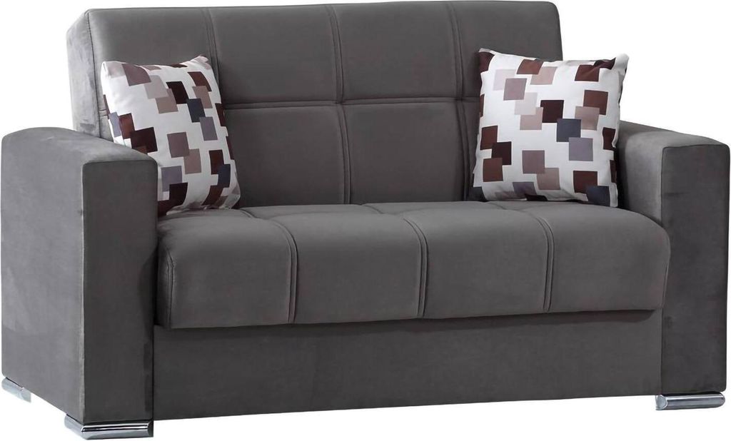 Dmora Schlafsofa 2-Sitzer Manuel 160x85 cm Grau mit Stauraum