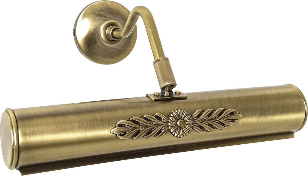 Bilderleuchte Messing E14 30 cm breit in Bronze hell glänzend 2-flammig Jugendstil Bilderlampe