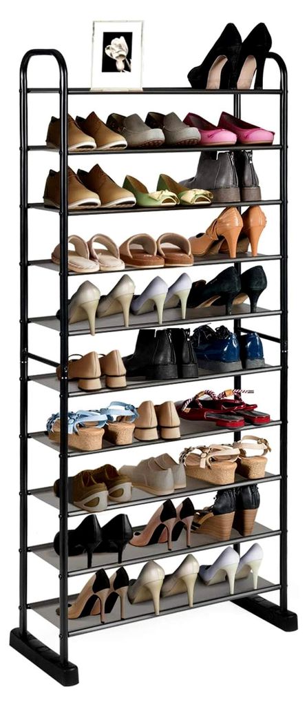 Schuhregal mit 10 Ebenen, Schuhablage für 30 Paar Schuhe, abnehmbares Regal & Metallrahmen, platzsparende Schuhaufbewahrung für Flur, Wohnzimmer,...