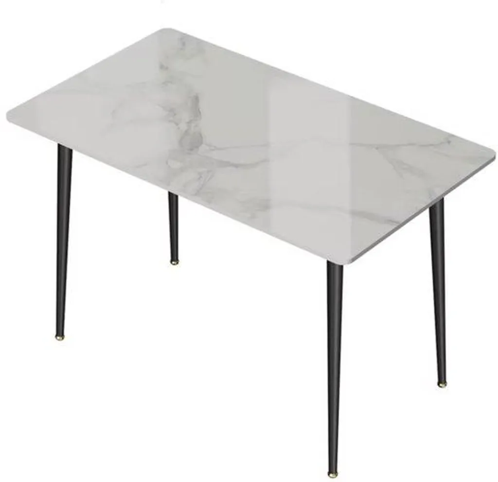 Grande table de cuisine moderne en pierre frittée blanche 160x90 cm