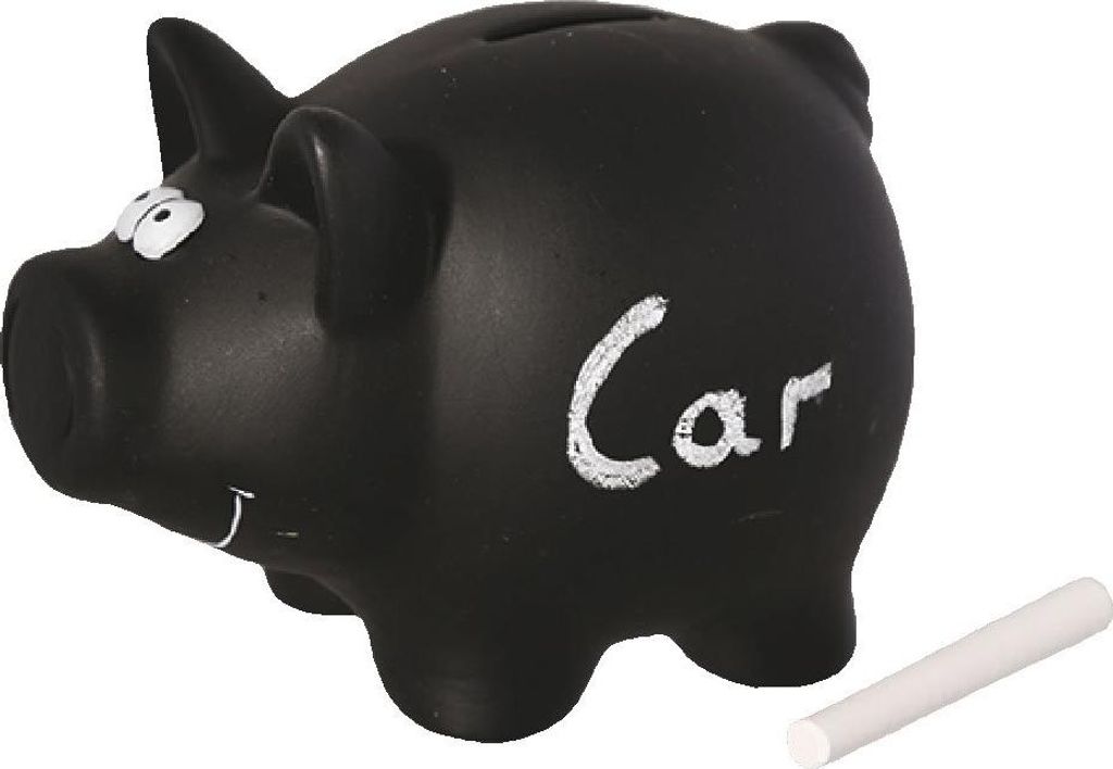 schwarzen Sparschwein aus Keramik zum Beschriften, Produktbild 