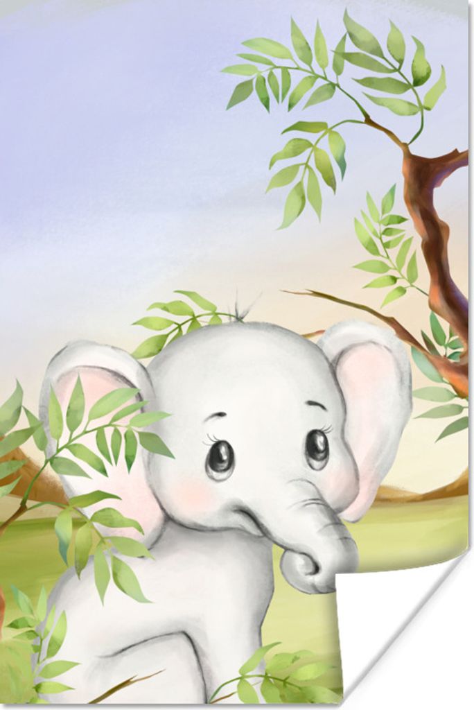 MuchoWow Poster Dschungel - Elefant - Tiere 120x180 cm - Kunstposter