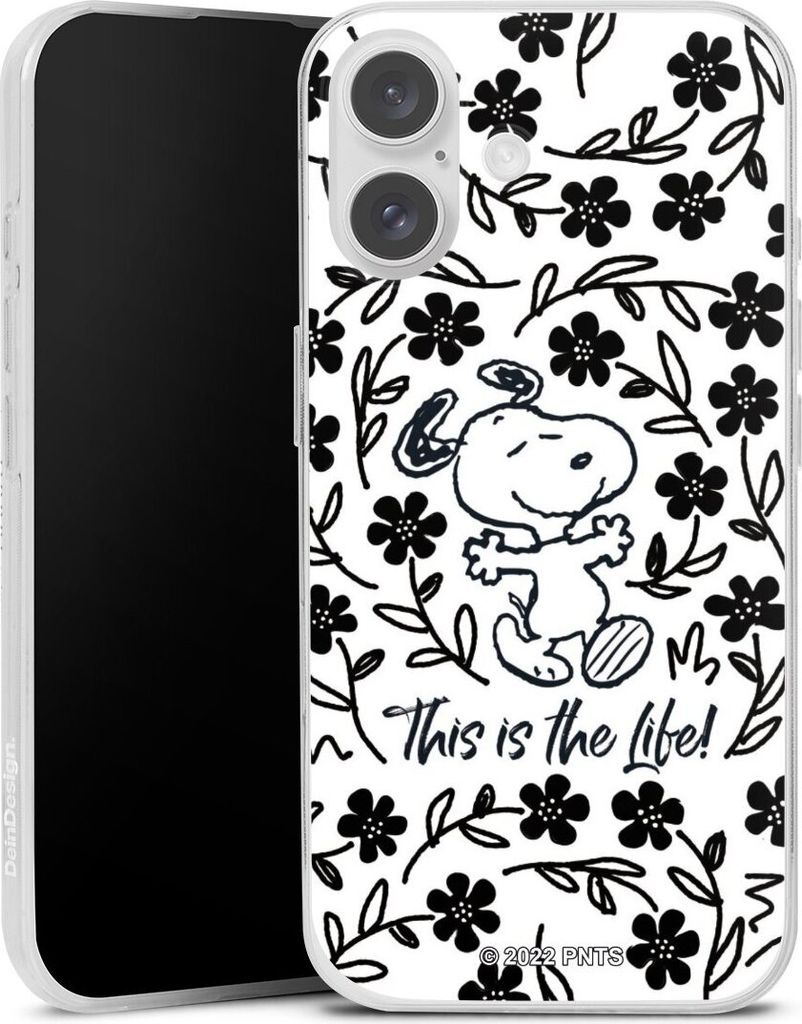 DeinDesign Slim Hülle für Apple iPhone 16 Silikon Case Ultra Dünn Handyhülle Blumen Peanuts Snoopy