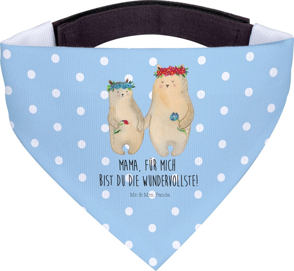 Mr. & Mrs. Panda Bandana für Hunde Bären mit Blumenkranz - Blau Pastell - Geschenk, Familie, Family, Hals Tuch, Bär, Halstuch Hund, Muttertag, M...