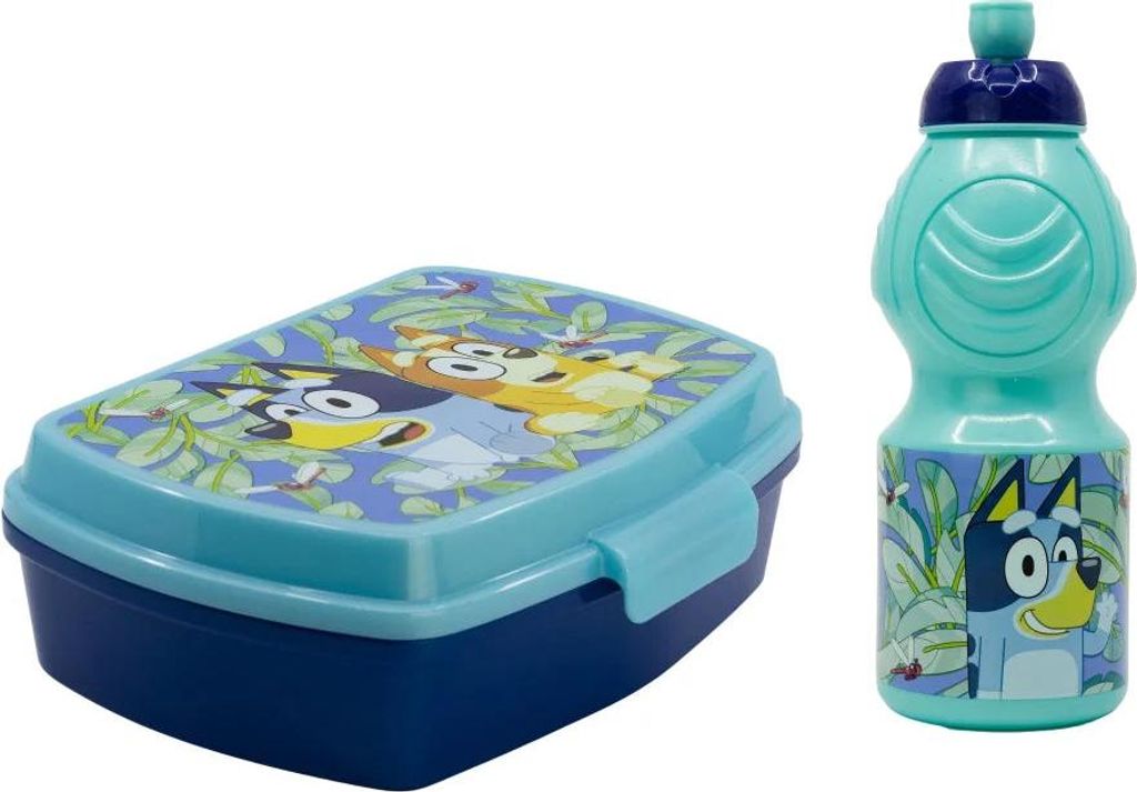 Bluey Bingo Kinder 2 teiliges Set Brotdose plus Trinkflasche