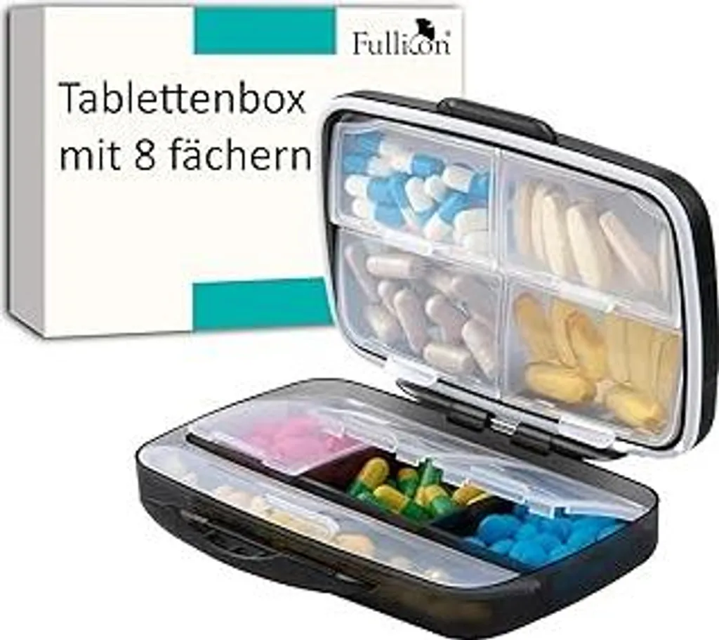 Organizer Fullicon per Medicinali 8 Vani: Sicurezza e Ordine in Nero
