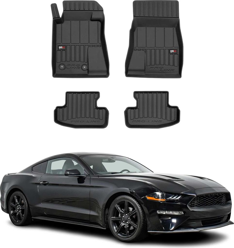 OMAC Gummi Fußmatten für Ford Mustang Coupe 2015-2025 Premium Gummi Schwarz 4tlg