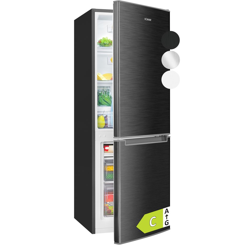 Bomann Kühlschrank mit Gefrierfach | | 143cm | Kühl Gefrierkombination leise | Türanschlag wechselbar | 173L | KG 7359 schwarz