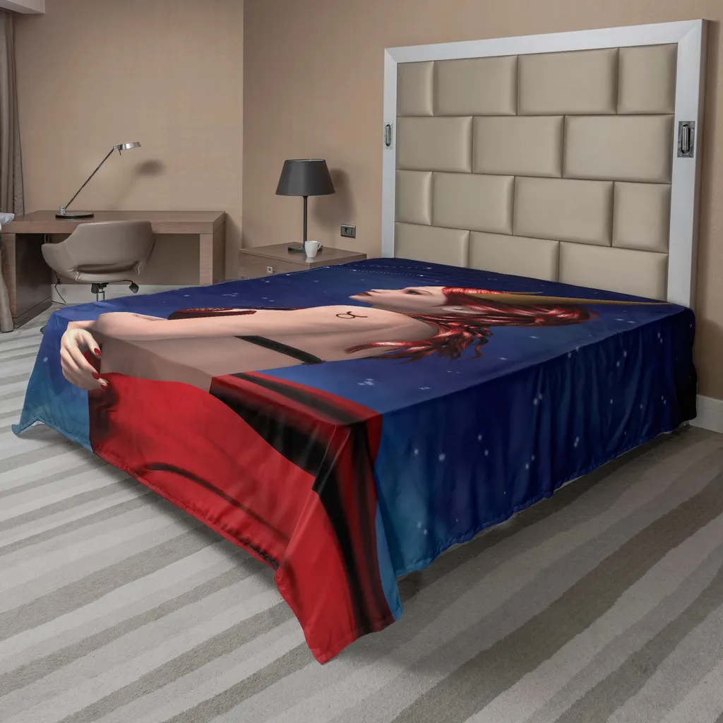 Drap de lit ABAKUHAUS Astrologie Taureau 266x260cm en Marron Rouge