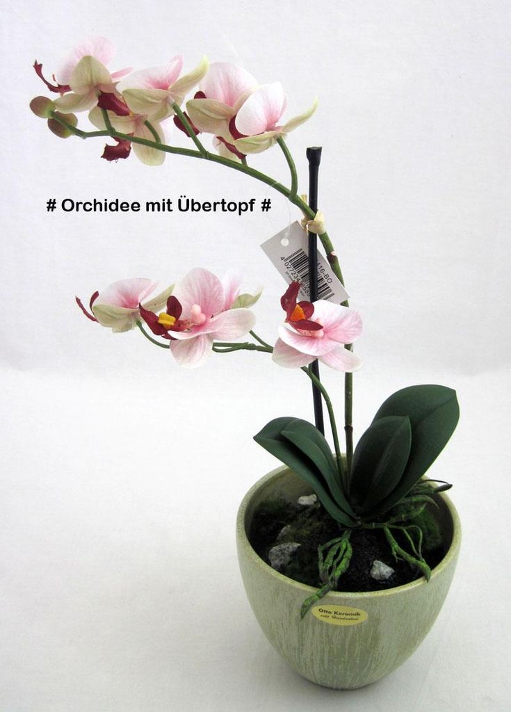 Orchidee Phalaenopsis auf Sandsockel / im Übertopf - Kunstblüte rosa ca.31 cm