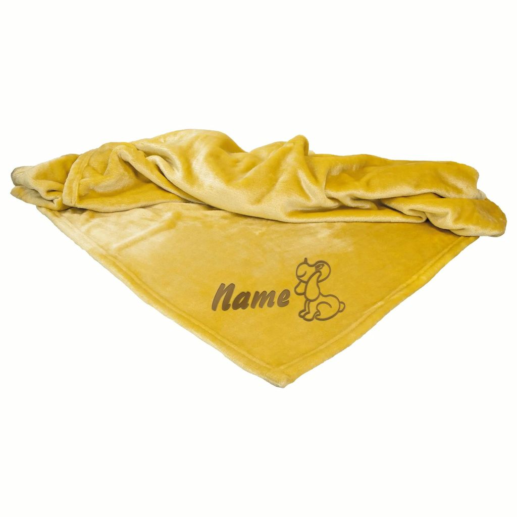 Mikrofaserdecke Premium Senf Hunde mit Name