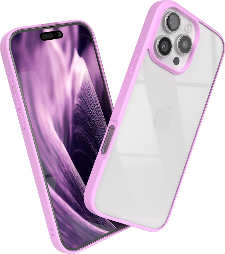 EAZY CASE Clear Hybrid Bumper Hülle für Apple iPhone 16 Pro Max, Handyhülle stoßfest mit Kameraschutz, Handycase dünn in Lila