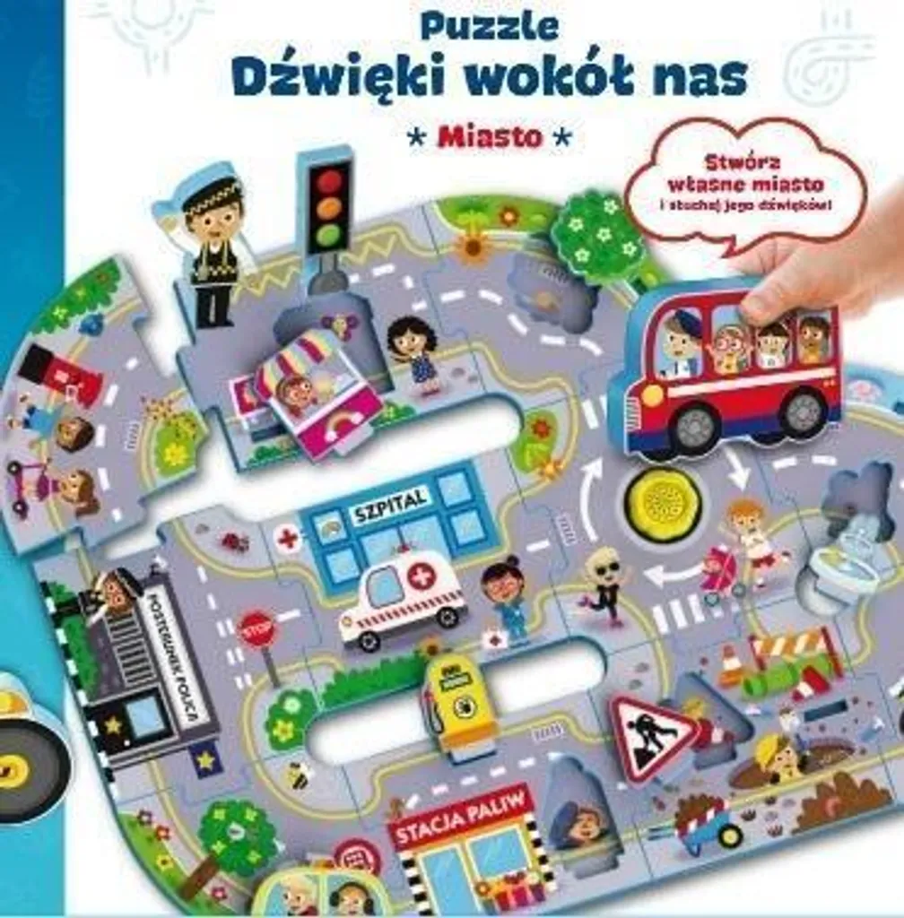 Premier puzzle à sons pour enfant thème ville en bois naturel durable