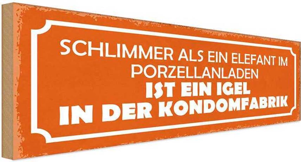 vianmo Holzschild 10x27 cm Elefant Porzellanladen Igel in Produktbild 