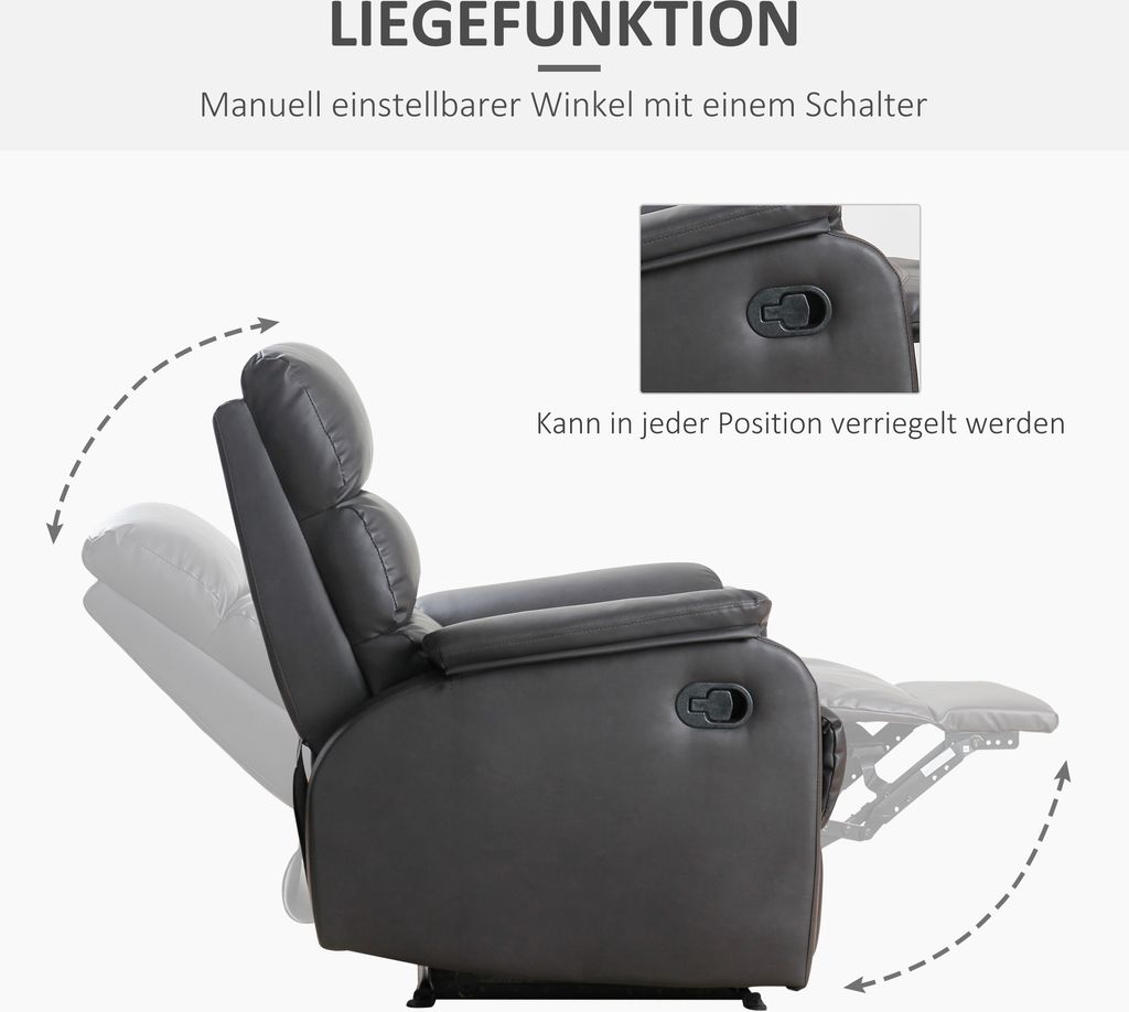 HOMCOM Relaxsessel Fernsehsessel Couch-Sessel Liegesessel Produktbild 4
