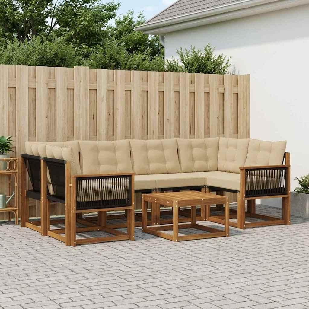 Möbel Outdoor-Sofagarnitur mit Kissen 7 pcs Natur und BeigeGartensofas - Gartensofas c511