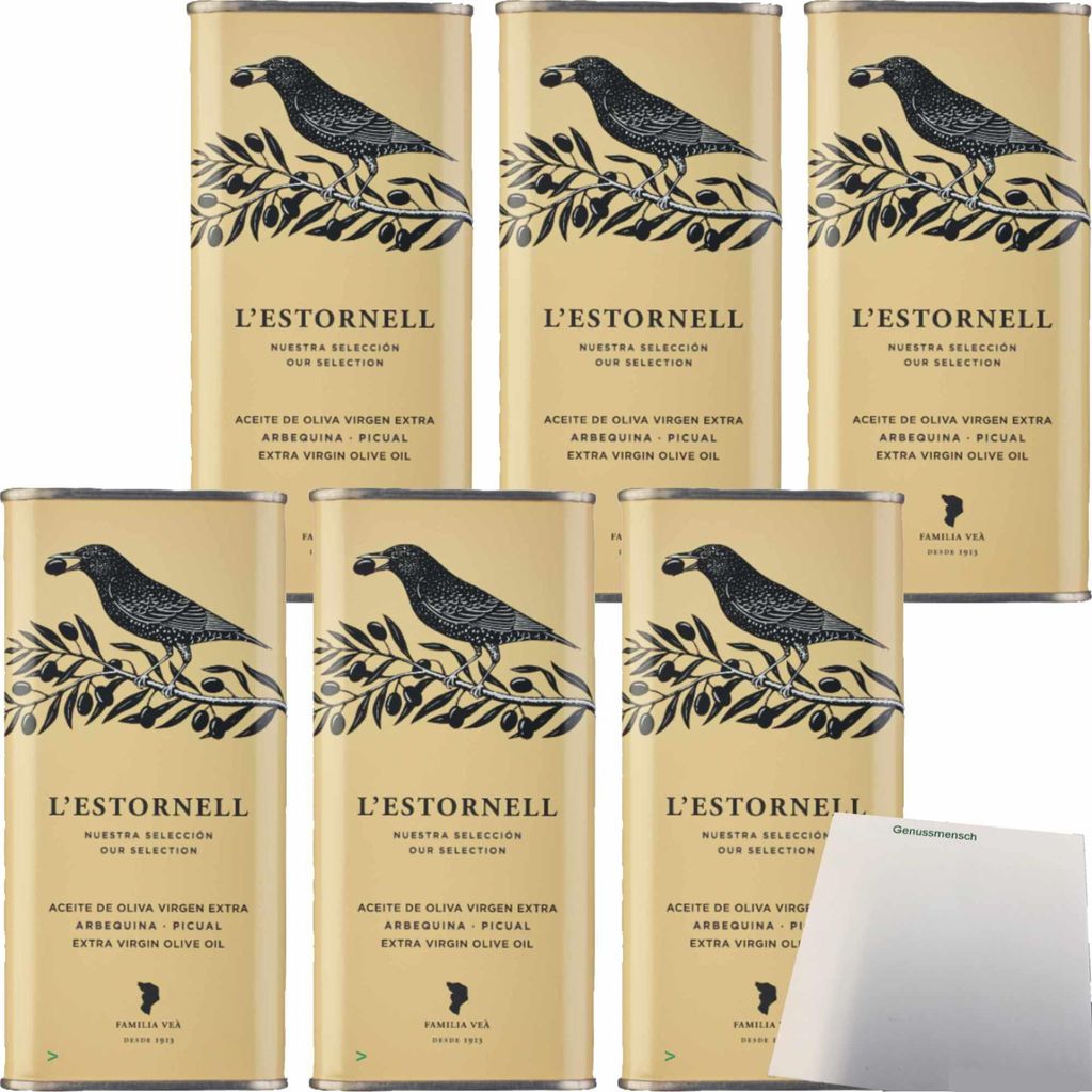 L’Estornell Natives Olivenöl Extra 6er Pack (6x500ml Dose) Produktbild 