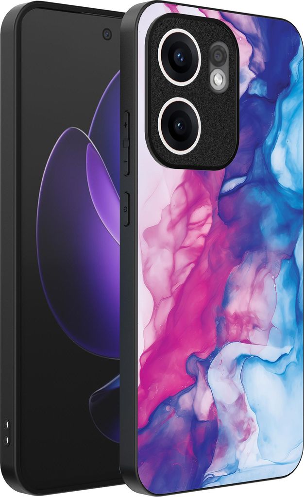 Smartphonica Telefon Fall geeignet für Oppo Reno 13F mit rosa blau Marmor Print - TPU Backcover Fall Rose blau Marmor Design