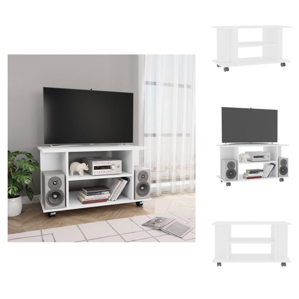 vidaXL TV-Schrank mit Rollen Weiß 80x40x40 cm Holzwerkstoff - TV-Möbel