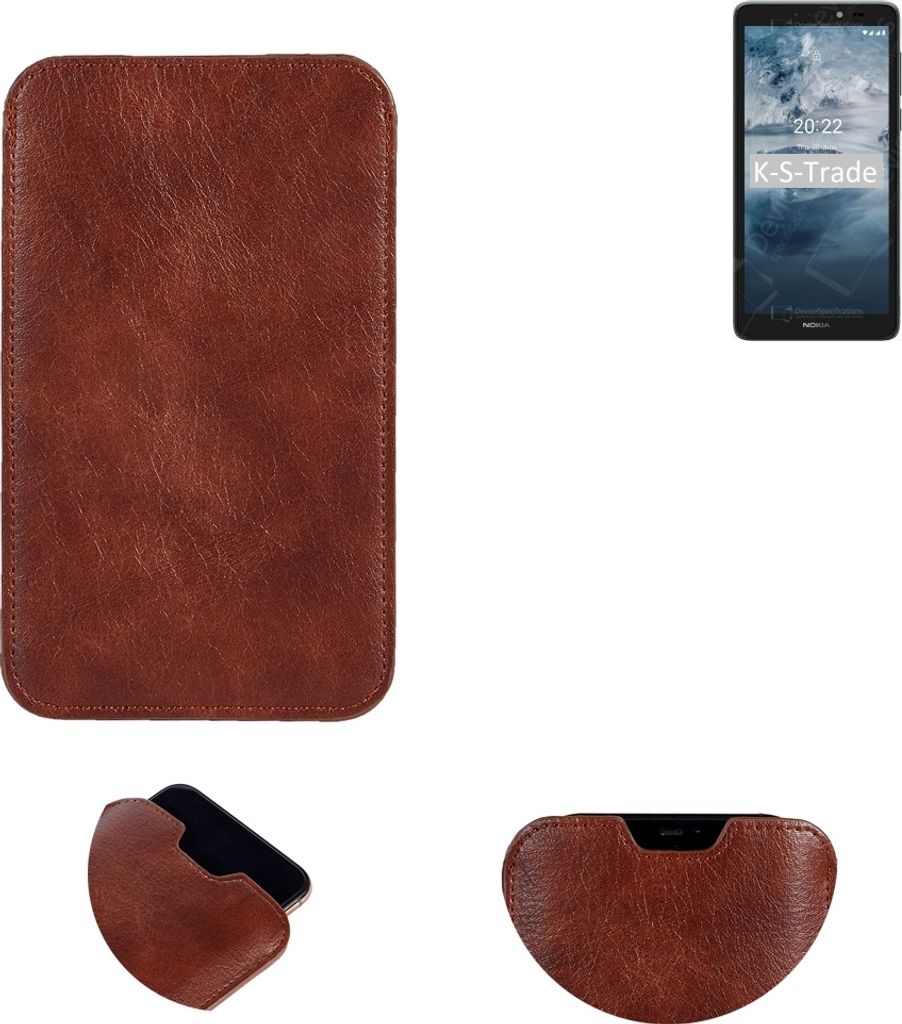 K-S-Trade Schutzhülle Handyhülle kompatibel mit Nokia C2 2nd Edition Handytasche Kunstleder Sleeve in braun