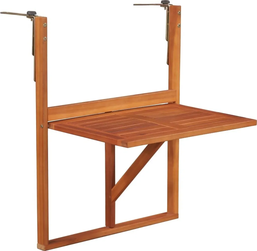 Tavolino Sospeso Balcone Pieghevole Legno Acacia 64,5x44x80 cm