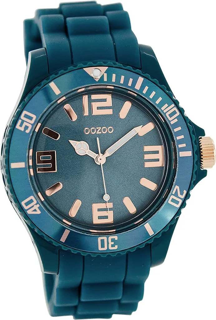 Montre anti-irritation Oozoo en silicone mat vert bleu pour femme
