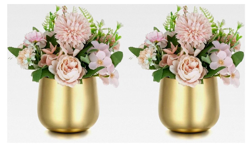Kleine Goldvase für Tischdekoration: 2 Stück 10 cm Blumenvase für Vintage-Hochzeiten, Geburtstagsfeiern und Partys
