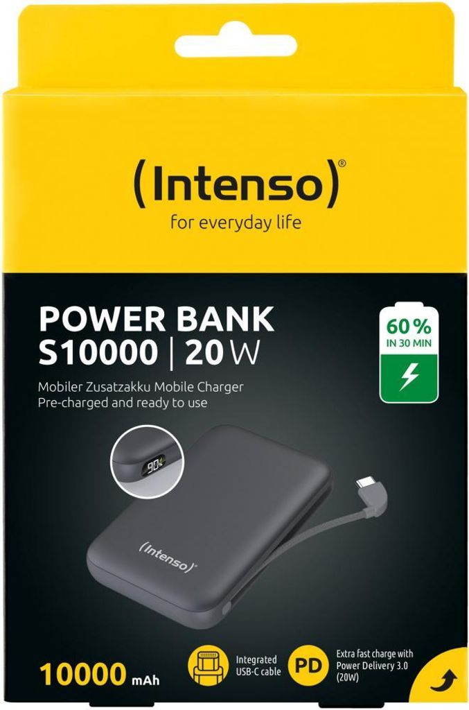 Intenso S10000, 10000 mAh, Lithium-polymerová (LiPo), Šedá Obrázek produktu 