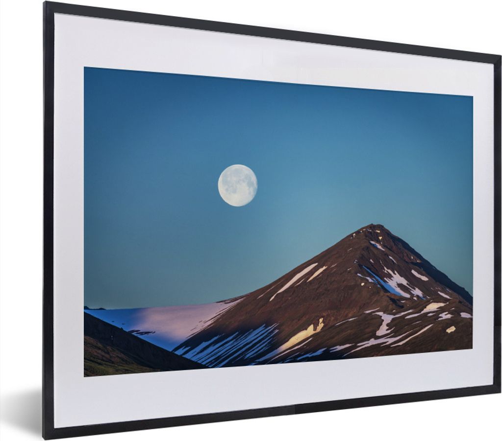 MuchoWow MuchoWow Gerahmtes Poster Mond - Berg - Gletscher 40x30 cm - Poster mit zchwarzem Bilderrahmen - Bilderrahmen - Poster im Rahmen