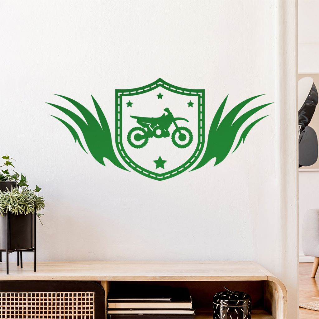 Motocross Wappen Wandtattoo Wandaufkleber Wall Sticker - Dekoration, Küche, Wohnzimmer, Schlafzimmer, Badezimmer
