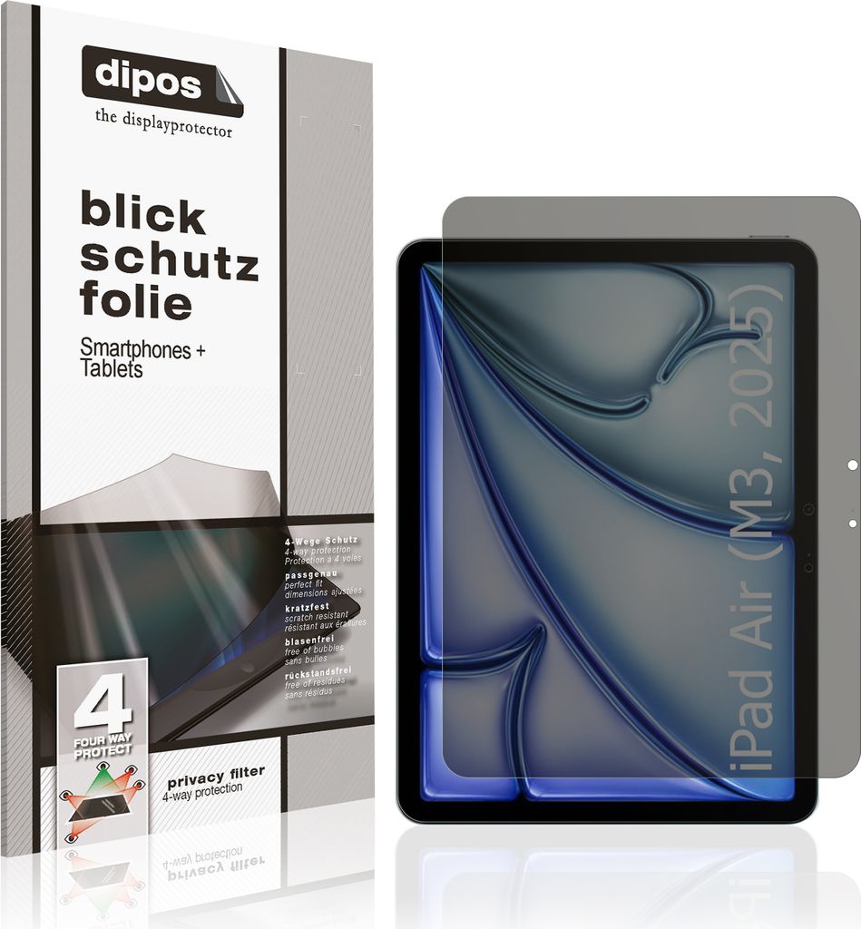 Blickschutzfolie für Apple iPad Air 13 Zoll M3 7. Gen 2025 matt Schutzfolie Folie Display Schutz dipos