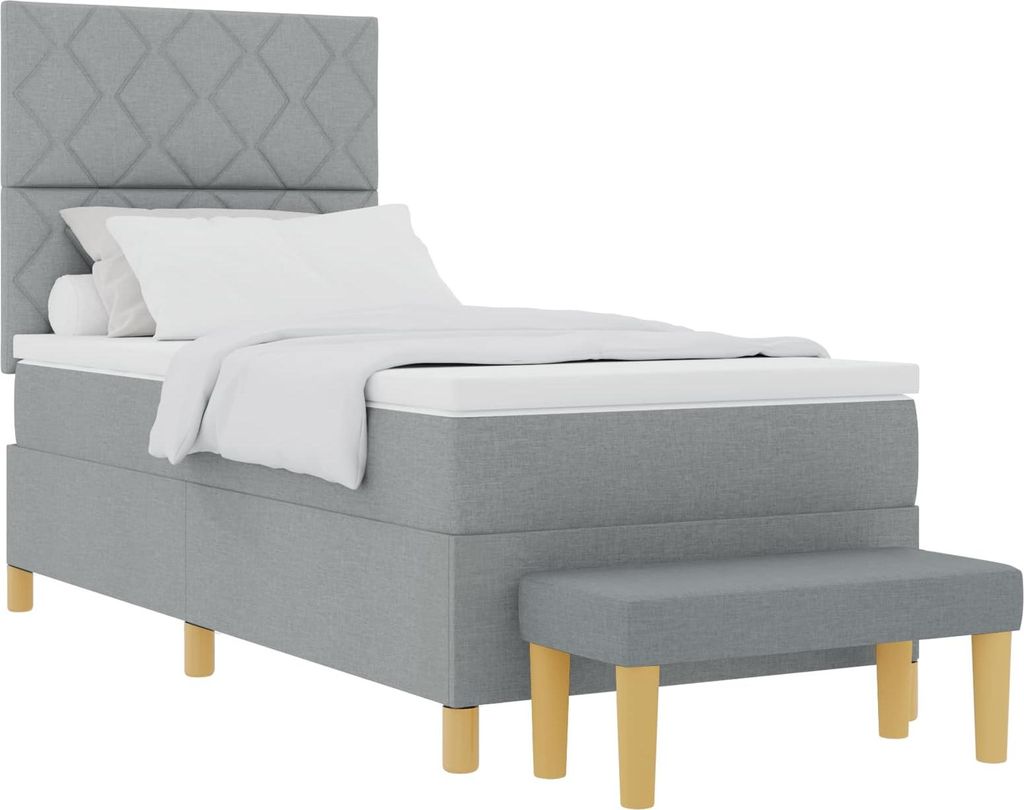 Boxspringbett mit Kissen Hellgrau 200 x 100 cm Stoff