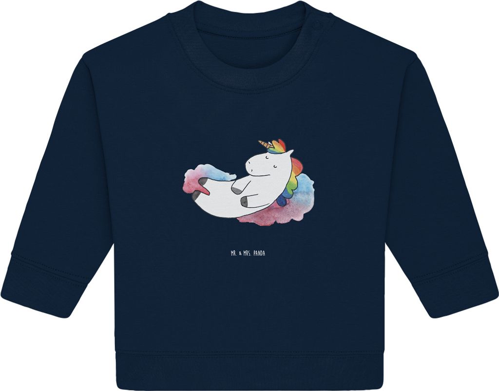 Mr. & Mrs. Panda Organic Baby Pullover Einhorn Wolke 7 12. - 18. Monat - French Navy - Geschenk, Witzig, Menschen, Einhörner, Unicorn, Bullover, L...