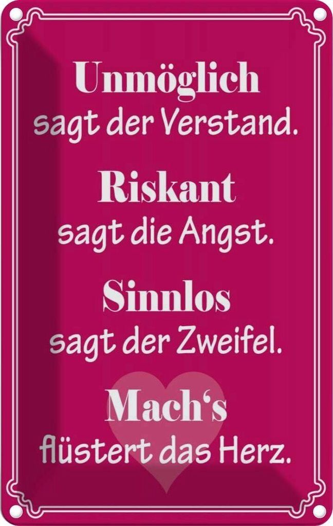 vianmo Blechschild 30x20 cm Unmöglich sagt der Verstand Dekoration Spruch Zitat
