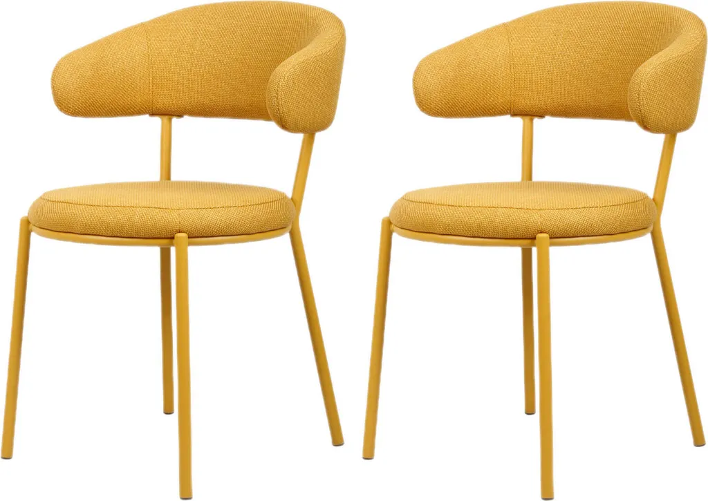Set 2 Sedie Moderne Dablen Giallo Senape - Rebecca Mobili 80,5x47,5 cm
