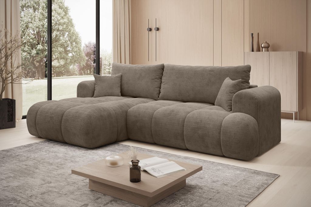 Eckbank TREVIO, links, in de kleur helbruin, bekleding: Productafbeelding 